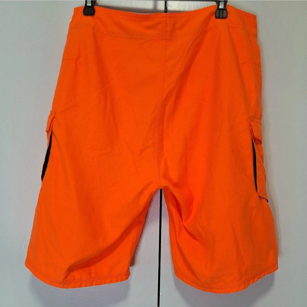 Ron Jon Surf Shop Men's Swimming Trunks Bright Orange, Secure Pockets Size 32